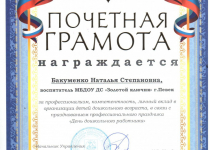Достижения Бакуменко Наталья Степановна