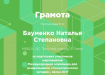 Достижения Бакуменко Наталья Степановна