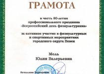 Достижения Мель Юлия Валерьевна